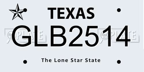 GLB2514 Texas License Plate