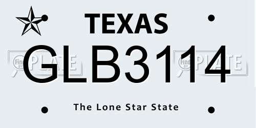 GLB3114 Texas License Plate