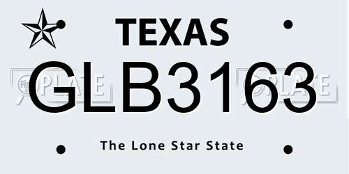 GLB3163 Texas License Plate