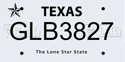 GLB3827 Texas License Plate