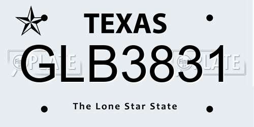 GLB3831 Texas License Plate