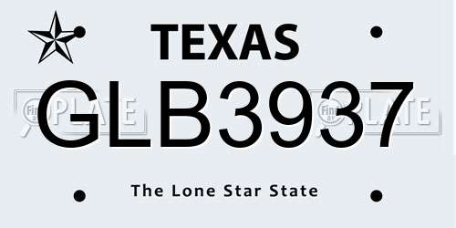 GLB3937 Texas License Plate