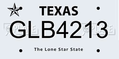 GLB4213 Texas License Plate
