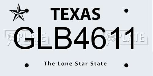 GLB4611 Texas License Plate