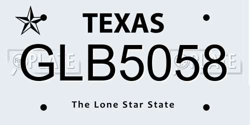 GLB5058 Texas License Plate