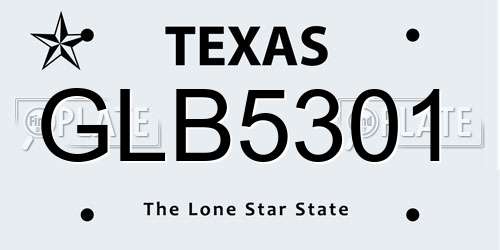 GLB5301 Texas License Plate
