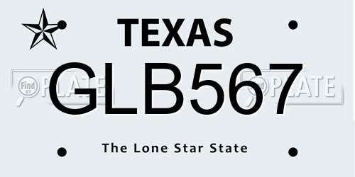 GLB567 Texas License Plate
