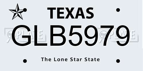 GLB5979 Texas License Plate