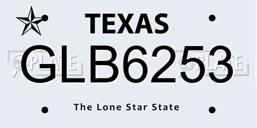 GLB6253 Texas License Plate