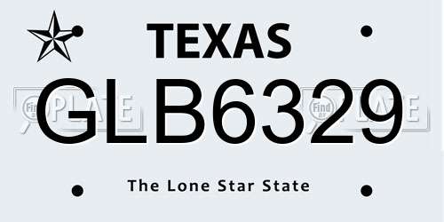 GLB6329 Texas License Plate