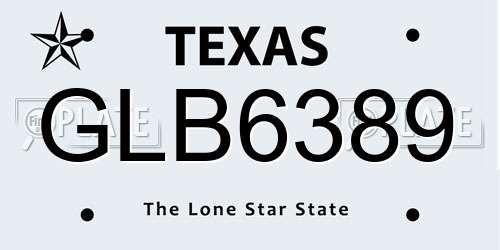 GLB6389 Texas License Plate