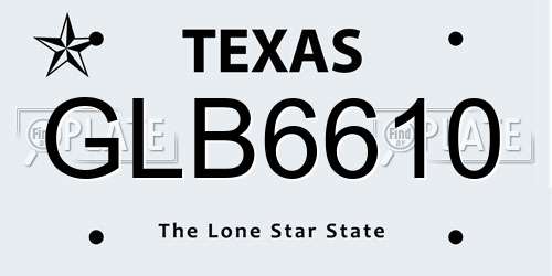 GLB6610 Texas License Plate