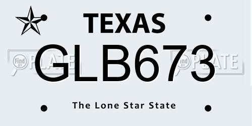 GLB673 Texas License Plate
