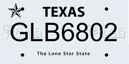 GLB6802 Texas License Plate