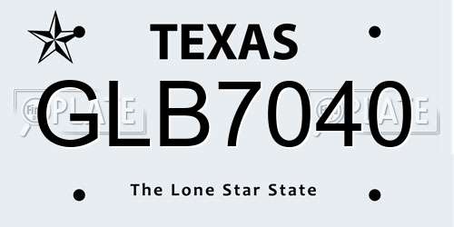 GLB7040 Texas License Plate