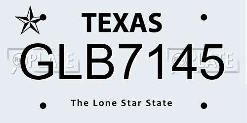 GLB7145 Texas License Plate