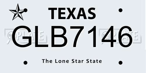 GLB7146 Texas License Plate