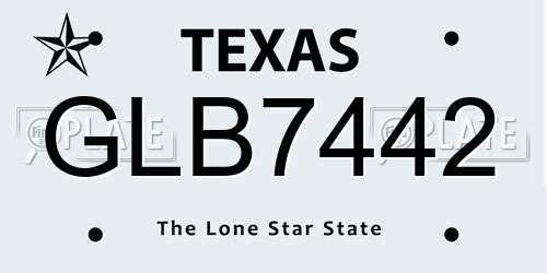GLB7442 Texas License Plate
