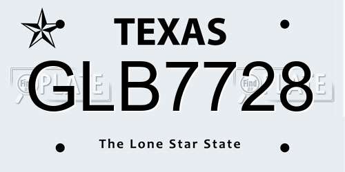 GLB7728 Texas License Plate