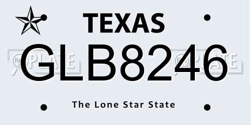 GLB8246 Texas License Plate