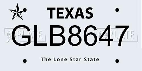 GLB8647 Texas License Plate