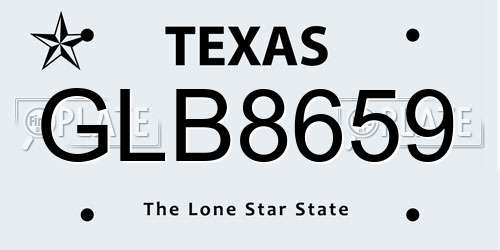 GLB8659 Texas License Plate