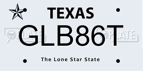 GLB86T Texas License Plate