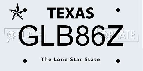GLB86Z Texas License Plate