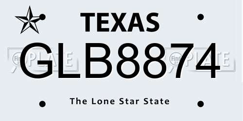 GLB8874 Texas License Plate