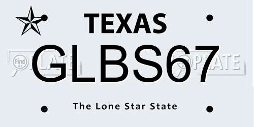 GLBS67 Texas License Plate