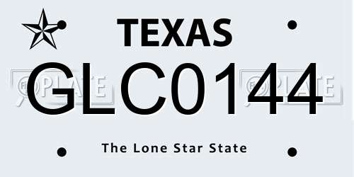 GLC0144 Texas License Plate