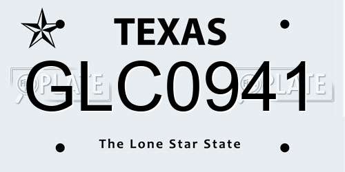 GLC0941 Texas License Plate