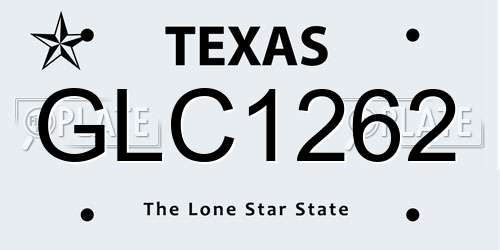 GLC1262 Texas License Plate