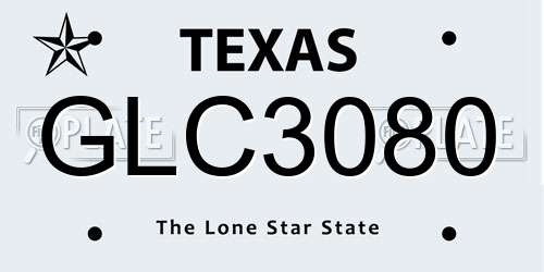 GLC3080 Texas License Plate