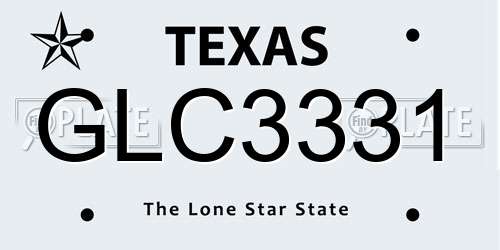 GLC3331 Texas License Plate