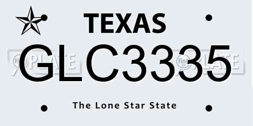 GLC3335 Texas License Plate