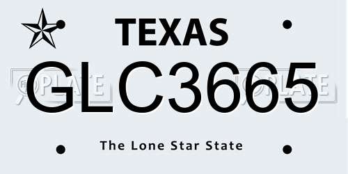 GLC3665 Texas License Plate