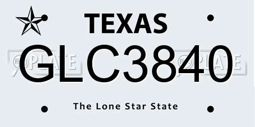 GLC3840 Texas License Plate