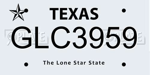 GLC3959 Texas License Plate