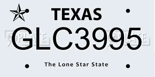 GLC3995 Texas License Plate
