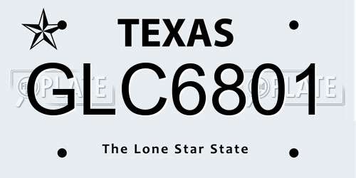 GLC6801 Texas License Plate