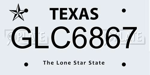 GLC6867 Texas License Plate