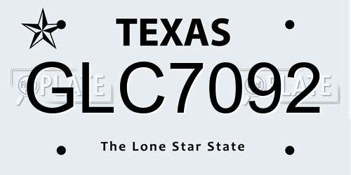 GLC7092 Texas License Plate