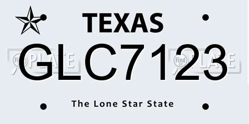 GLC7123 Texas License Plate