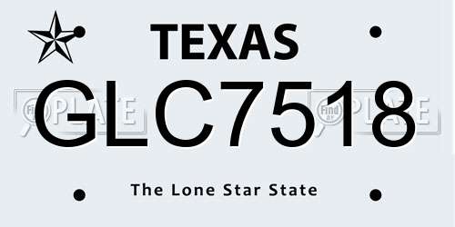 GLC7518 Texas License Plate