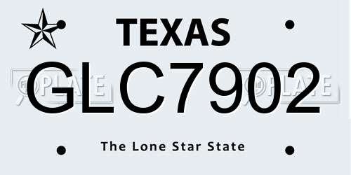 GLC7902 Texas License Plate