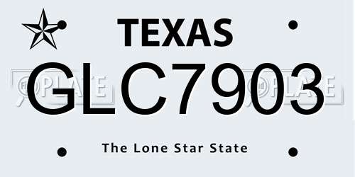 GLC7903 Texas License Plate