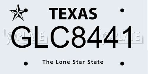 GLC8441 Texas License Plate