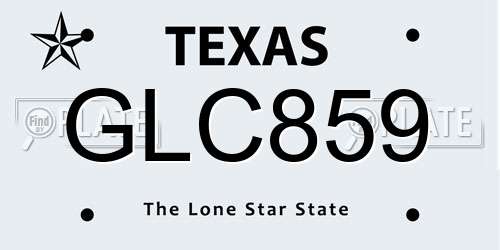 GLC859 Texas License Plate
