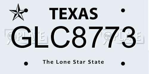 GLC8773 Texas License Plate